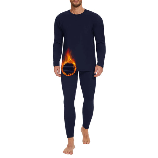 Thermal Underwear for Men Long Johns Set - Fleece Lined Base Layer for Cold Weather Winter Clothes Navy Large